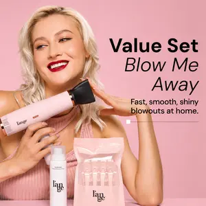 L'ANGE HAIR - Blow Me Away Value Set - Le Styliste Luxury Salon Hair Dryer (Lightweight, Batteryless, Frizz-Free, Luxury Look), Glass Thermal Blowout Primer, Alligator Clips for Fast-Drying Blonde Locks, Hair Dryer Kit
