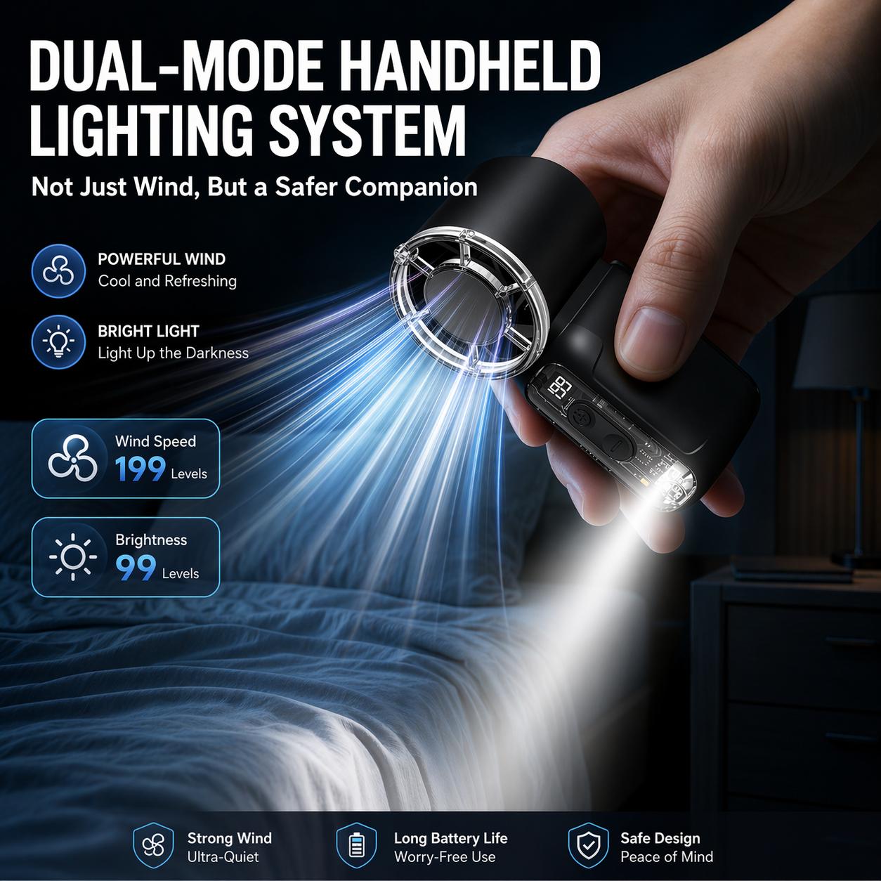 199-Speed] ODIFORGO Super Mini turbo Fan for World Cup Travel, Makeup Drying & Hot Flashes, Portable Pocket Fan for Purse/Stadium