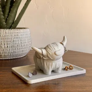 Cute Highland Cow Ring Holder with Dish | Jewelry Tray | Farmhouse Decor | Jewelry Organizer