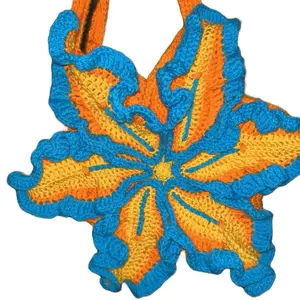 Crochet Lily Flower Bag - Orange and Blue Color Pattern Not My Own Design