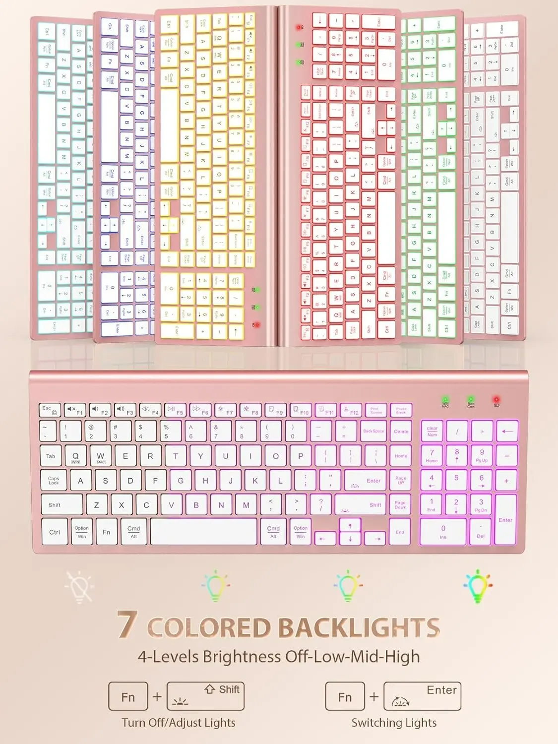 SABLUTE KM61PRO Wireless Keyboard and Mouse Combo - Non-Bluetooth, Rechargeable, Compact Quiet Keyboard with 7-Color Switchable Backlight (4 Brightness Levels), Slim Portable Cordless RGB Mouse, Keyboard Wireless,back to school,back to school haul