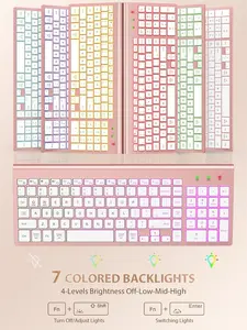 SABLUTE KM61PRO Wireless Keyboard and Mouse Combo Backlit Non Bluetooth Compact Quiet Keyboard with RGB Mouse Rechargeable Slim Portable Cordless 7 Color Switchable Backlight 4 Brightness Levels(non-bluetooth)