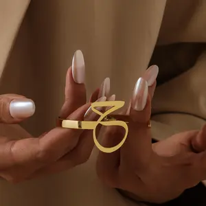 Personalized Arabic Letter Bangle Bracelet For Men And Women Custom 18K Gold Arbic Letter Bracelet Adjustable Cuff Islamic Gift