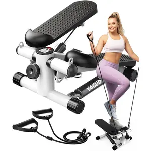 Steppers for Exercise at Home, Mini Stair Stepper with Resistance Bands, Portable Under Desk Stepper Workout Step Machine 300 lbs Weight Capacity