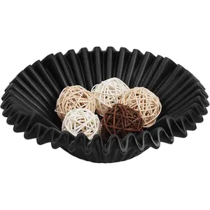 11.4'' Large Decorative Bowl - Fruit Bowl for Kitchen Counter, Key Bowl for Entryway Table, Modern Decorative Bowls for Home Decor Accents, Scalloped Decor Bowl, Black