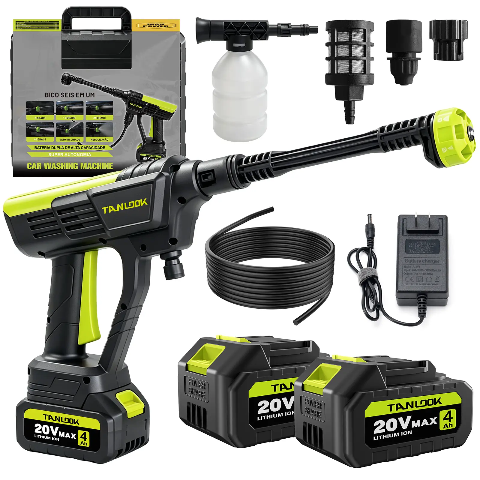 Tanlook Portable Electric Pressure Washer - Handheld Power Washer, 700 PSI Max Portable Unit with Adjustable Nozzle, Foam Cannon, Hose, for Car Washing, Patio Surfaces, Home Users