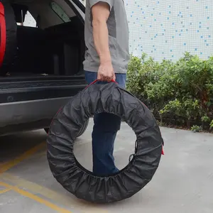 Car Spare Tire Cover, Waterproof Car Spare Tire Protector, Dustproof Car Tire Storage Bags with Hand Strap, Auto Tyre Accessories