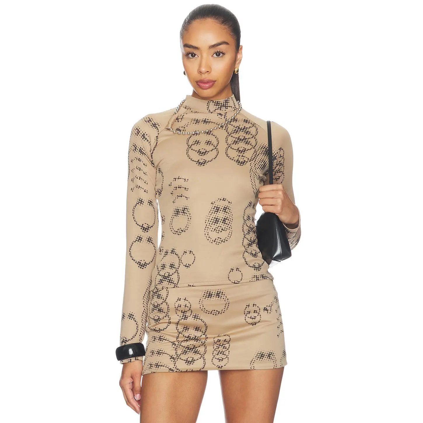 LADO BOKUCHAVA Piercer Turtleneck Top in Beige