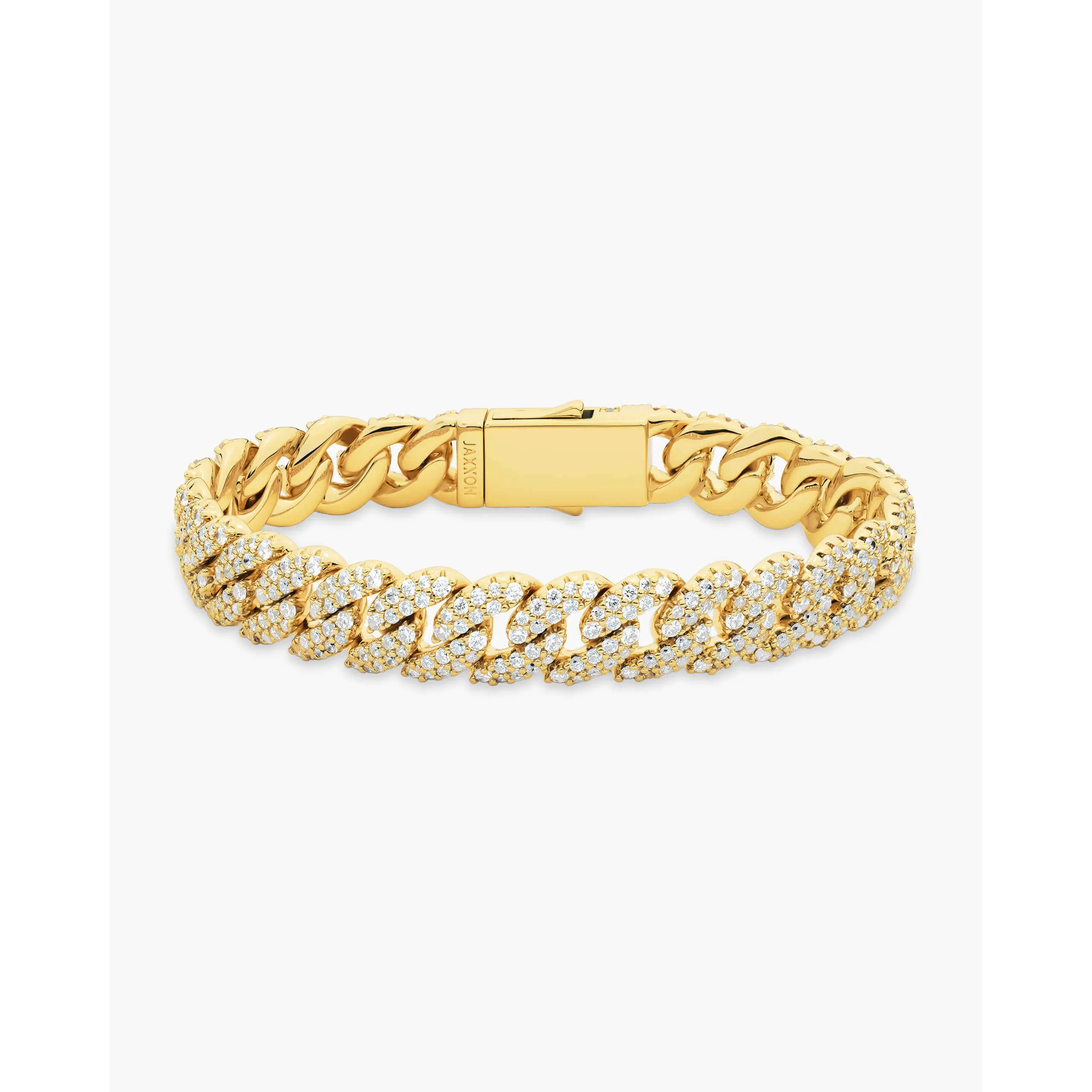 JAXXON Iced Out Cuban Link Bracelet 10mm - Gold - Box Clasp JAXXON Iced Out Cuban Link Bracelet 10mm - Gold - Box Clasp