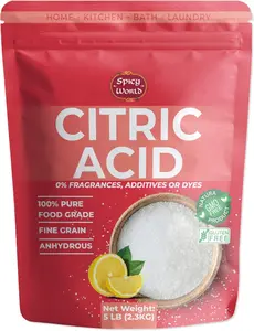 Spicy World Citric Acid 5 LB Bag | 100% Pure, Food Grade & Non-GMO | Versatile Citric Acid Powder for Cleaning, Bath Bombs, Preserving | Fine Granular | Premium Quality