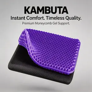 Gel Seat Cushion with Non-Slip Cover, Honeycomb Breathable Chair Pad, Ergonomic Support for Office Chair, Car Driving, Computer Desk and Wheelchair