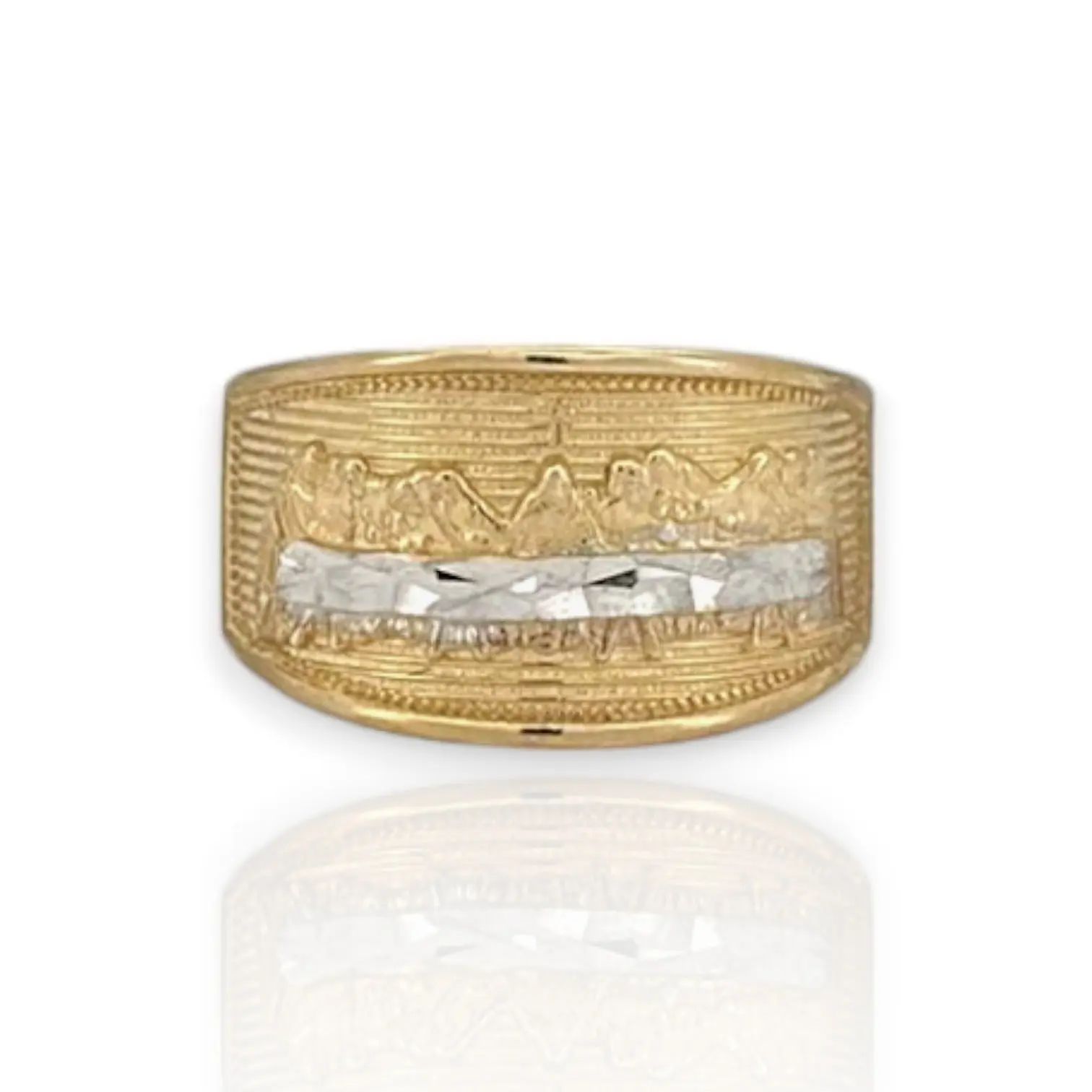 Rectangle Last Supper Ring - 10K Yellow Gold