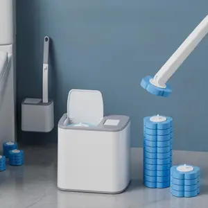 Disposable toilet brush holder set, with toilet brush and replacement head filling, bathroom toilet cleaning disposable set, Bathroom Cleaning Tool