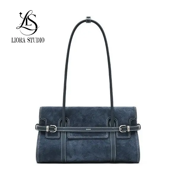 Women's Retro Suede Handbag Shoulder Purse, Korean Style Casual Crossbody Bag with Long Strap and Buckle Detail, High-Capacity for Daily Commute, Casual Fashion Bag, Daily Commuter Bag
