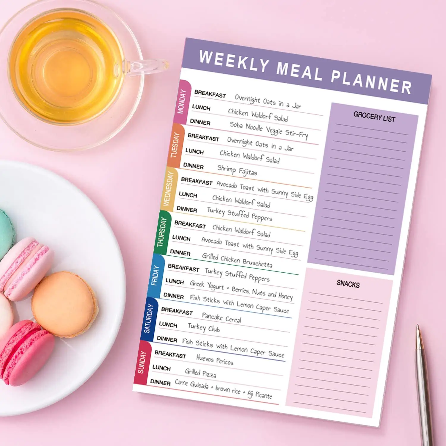Weekly Meal Planner Pad, 1 Piece 60 Sheets Weekly Meal Planner Notepad, Tear-off Grocery Checklist for Convenient Shopping, Meal Plan Notepad