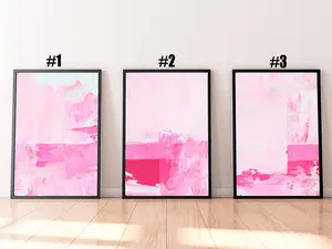 Hot Pink Wall Art Set Of 3 Poster - Set of 3 Pink Poster - Light Pink Print - abstract Print Set