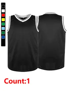 Men's Solid Color Basketball Jersey, Lightweight Jersey, Sweat-Wicking Polyester Fabric, Loose-Fit Sporty Style, Ideal for Outdoor Sports & Streetwear