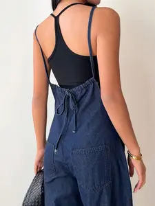 Women's Casual Loose Fit Long Length Blue Denim Bib Overalls And Jumpsuit,Summer Tops / Summer Outfits For Women / Summer / Summer Dresses For Women / Summer Dress / Summer Clothes / Sun Dresses For Women / Sun Dress, Mother's Day / Mother's Day Dress,4th