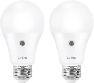 Lepro Dusk to Dawn Light Bulbs Outdoor Lighting, Auto On/Off, Light Sensor LED Bulbs, 60 Watt Equivalent, Non-Dimmable, A19 E26 Medium Screw Base, 9W 806 Lumens, Soft White, Pack of 2