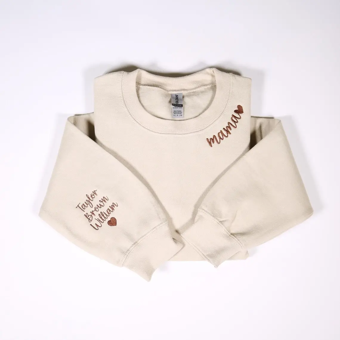 Custom Mama Embroidered Sweatshirt With Kids Names On Sleeve, Personalized Mom Embroidery Sweater, Birthday, Mother's Day, Christmas, Pregnancy Gifts