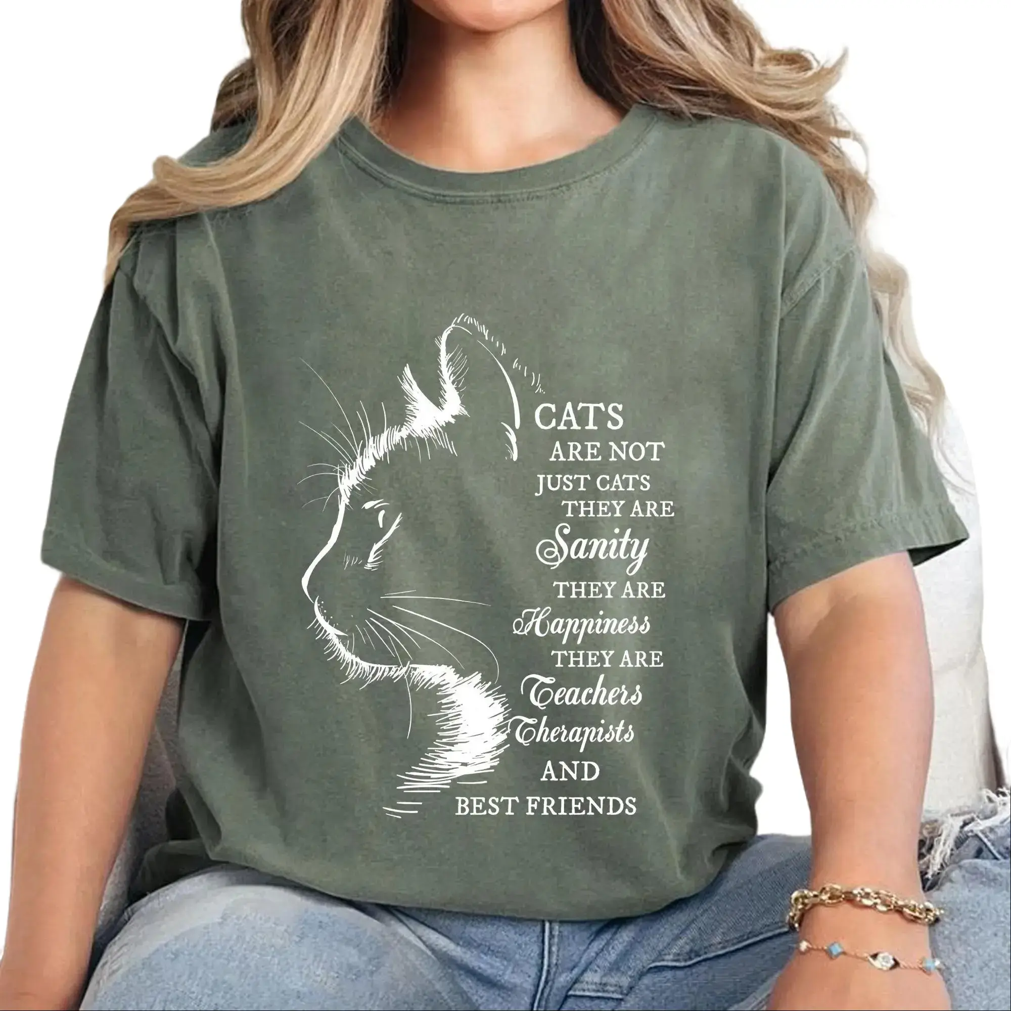 Comfort Colors Cat Lover Shirt, Feline Therapy Tee, Inspirational Cat Quote