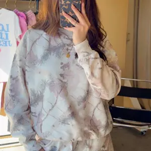 Camo Relaxed Fit Crew Neck Sweatshirt Pink
