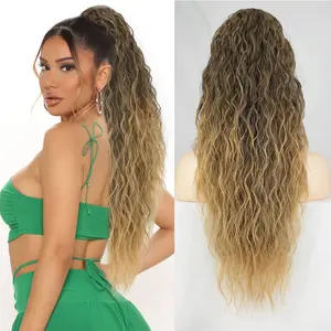 QGZ 26 Inch Long  Drawstring Ponytail Extension for Women Synthetic Long Curly Wavy Clip in Ponytail Hair Extensions for Daily Party Use