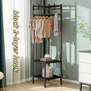 Multi-Layer Clothes Rack Organizer with Hooks, Easy Assembly, Corner Design, Ideal for Home Use, Bedroom Storage, Modern Durable Material