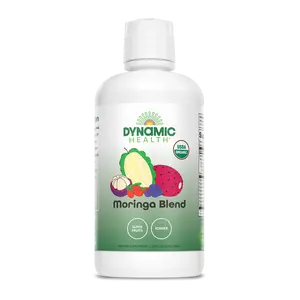 Dynamic Health Organic Moringa Blend Beverage, 32 fl oz Kosher Dietary Supplement - Superfruit Juice Blend with Moringa, Mangosteen, Dragon Fruit