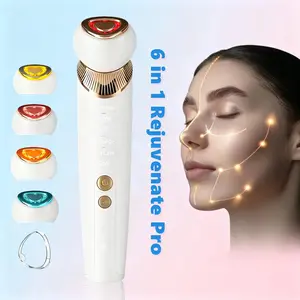 6-in-1 Renewal Skincare Wand - Red Light Therapy for Face Neck  Age-Defying Lift & Firm, Eye Massager with Heat and Cooling Microcurrent, Vibration, Depuffing Wand Skin Care Tool, Facial Care Instrument for Youthful & Tightening Glowing Skin