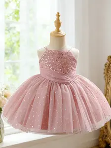 Toddler Dress Princess Dress Little Girls Birthday Sling Sequins Ball Gown Party Piano Performance Costume Dress Poof