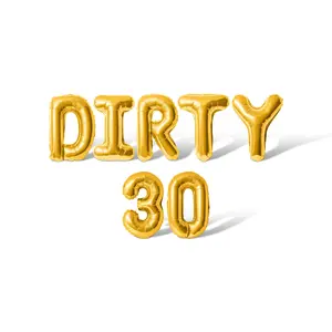 Letter Balloons - DIRTY 30 16" Inch Alphabet Letters Foil Mylar Balloon Birthday Party Banner