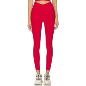 Beyond Yoga Spacedye Centered Midi Legging in Holly Red Heather