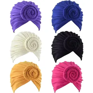 6 Pieces Women Turban Hat Head Wraps for Women Twist Knot Pre-Tied Bonnet Turbans for Women