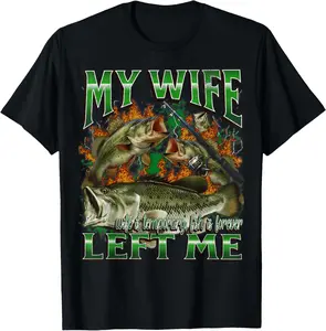 100% Cotton Unisex Unisex-Adults Fishing Meme T-Shirt - Black, Small - Short Sleeve - Humorous Theme - Offensive Fishing Meme Graphic