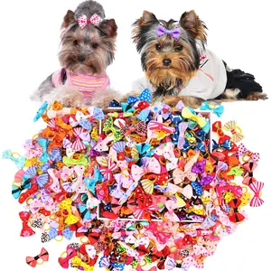 30pcs Puppy Hair Bows Small Dog Mini Rubber Bands Doggie Bowknot Pet Grooming Accessories Puppy Bows for Small Dogs Girl