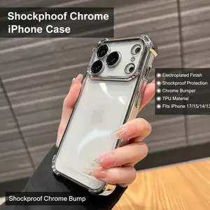 Electroplated Clear Shockproof Case for iPhone 17/16/15/14/13 Chrome Bumper TPU Cover with Shockproof Chrome Bump
