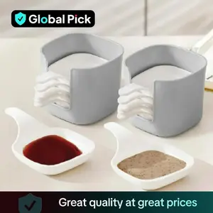 Dipping Sauce Plate & Holder Set (7 Counts/set), Dipping Sauce Plate Set, Vinegar & Soy Sauce Dish Set, Including 6counts Seasoning Dish with 1 Count Storage Box, Modern Kitchen Accessories, Kitchen Food Supplies, Kitchenware, Coffee Cup Saucer Drinkware