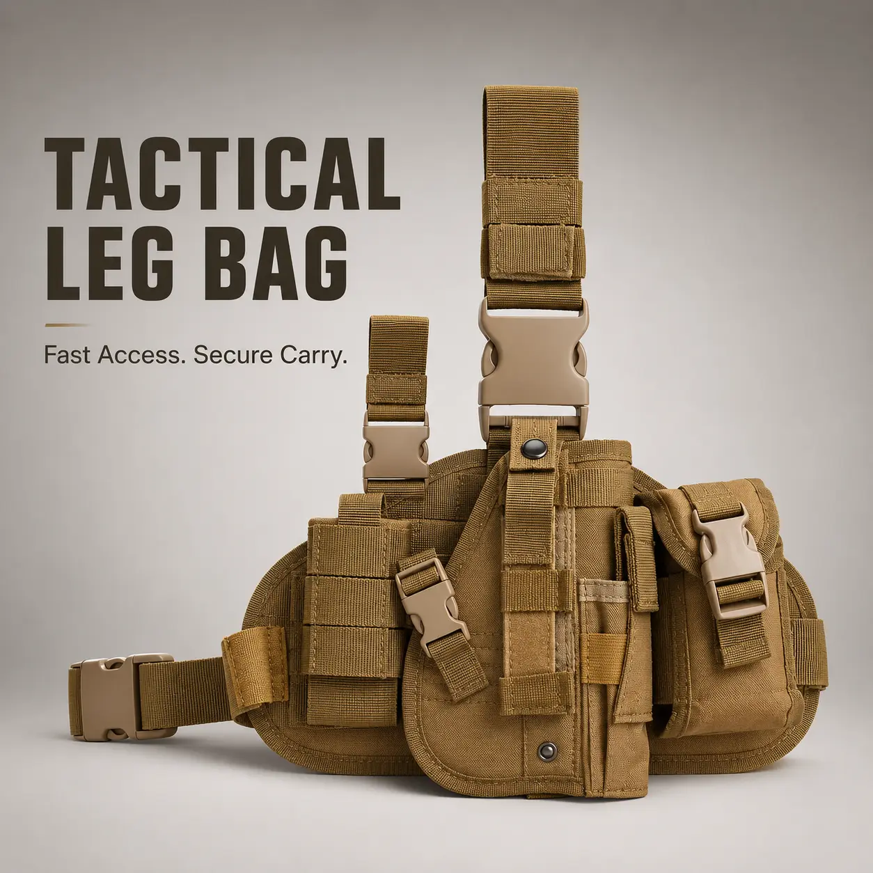 Outdoor Utility Thigh Bag, Adjustable Drop Leg Pouch with Multiple Storage Pockets, Detachable MOLLE Style Side Bag for Hiking, Camping, Cycling, Travel and Everyday Carry