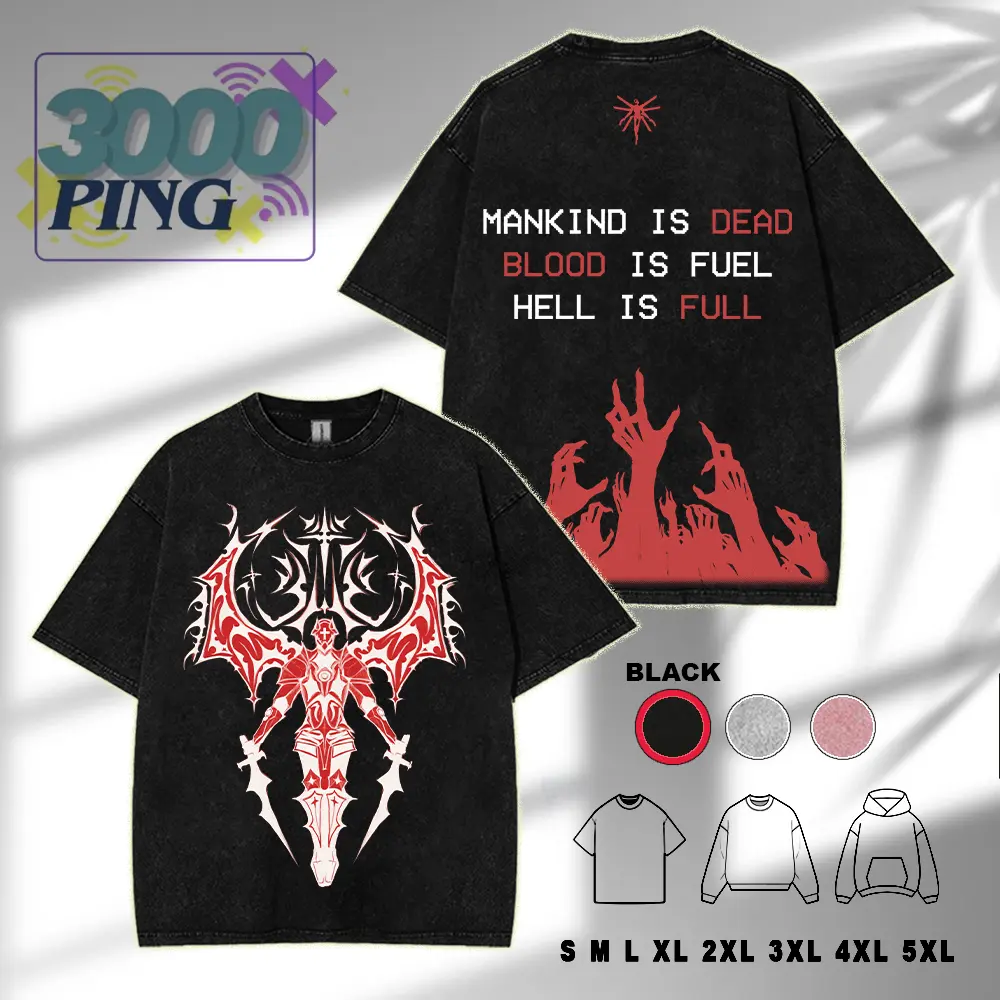 Ultrakill Blood Is Fuel v2 Graphic Hoodie/T-shirt, Vintage Acid Wash Streetwear, Retro Indie Gaming Pullover, Cyber-Grind Aesthetic Heavyweight Sweatshirt tee