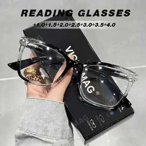 Reading glasses, Reading eyeglasses, Reading eyewear, Rectangular floral frame, anti-fatigue and blue light protection, spring hinge, 1.0 to 4.0 diter adjustment, visible Clear resin lenses, comfortable reading glasses for adults, Durable material