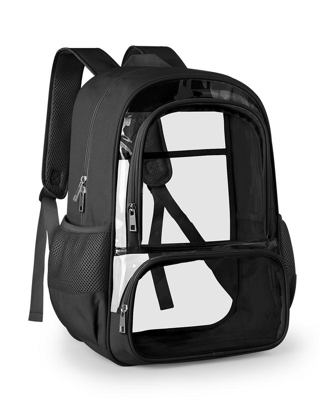 Clear Backpack, Fabric & PVC, Unisex Heavy-Duty Spacious Transparent Bookbag, Back to school gift, for School, Travel, Concerts, Vacation, Security