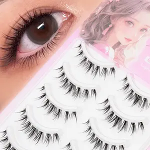 5-Piece False Eyelashes Set, Natural Lightweight Feel, Transparent Fine Roots, Long Lash Effect, Multi-Layered 3D Design