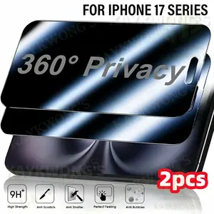 KAYKWONG'S 2-Pack 360° Privacy Screen Protector for iPhone  13 14 15 16 17 Promax Pro 16E 17E 16 Plus 17 Air Glossy, Anti-Scratch, Fingerprints Resistant, Bubble-Free Installation, 2.5D Rounded Corners
