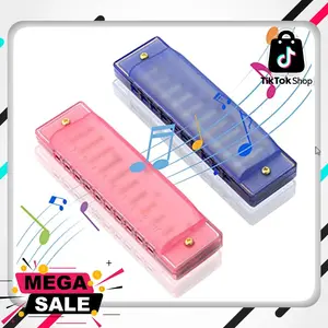 Harmonica for Kids 10 Hole Kids Harmonica, 2 Pack Key of C Blues Harmonica Educational Toy Beginners Toy Musical Instruments for Kids, Children and Toddler (Blue, Pink)