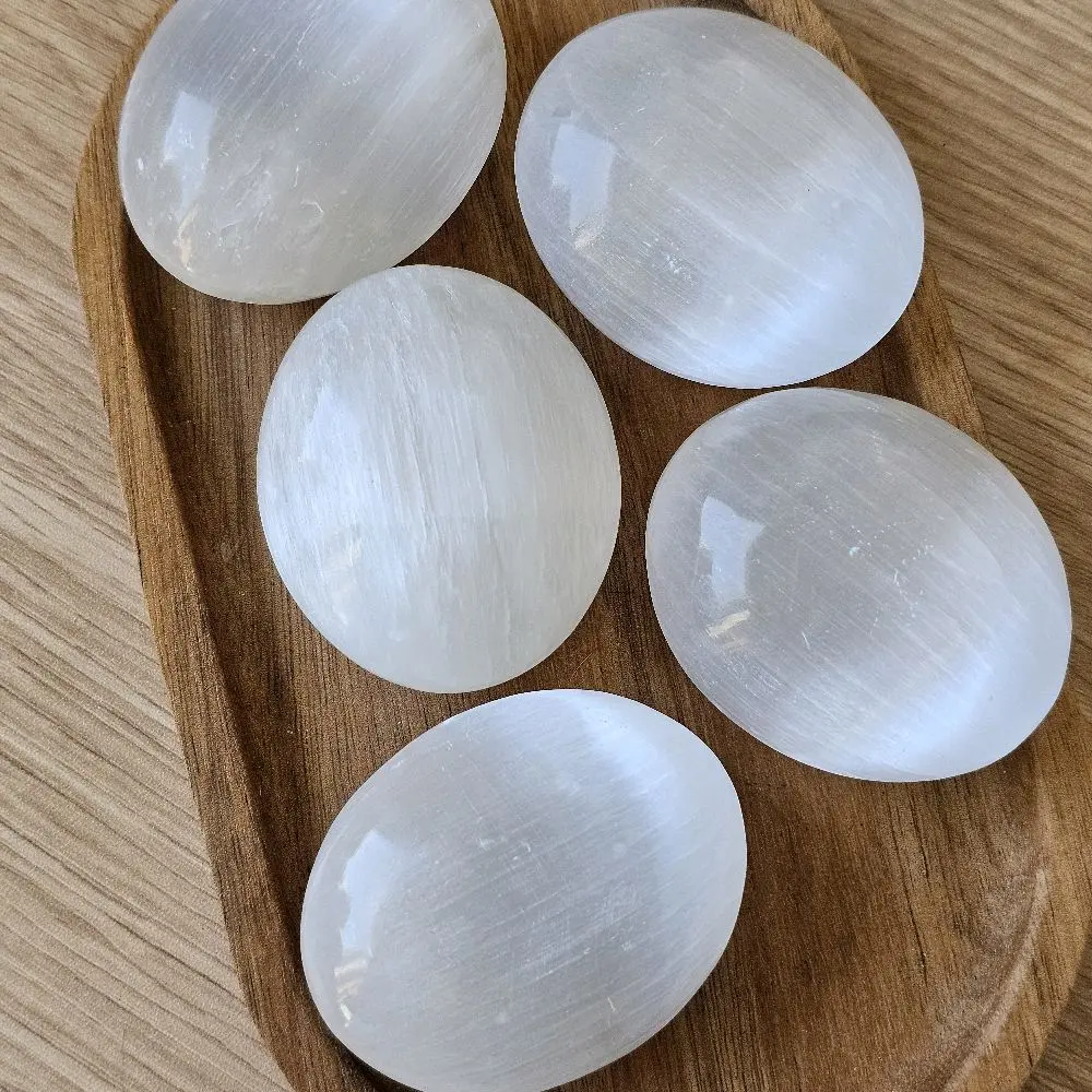 Selenite Satin Spar Palm Stone Selenite Satin Spar Palm Stone