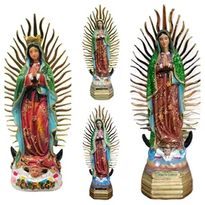 Virgen De Guadalupe 8" inches Tall  Regular, Con Brillo, Vestida Tela Verde, o Con Corona Estatua Our Lady Guadalupe Brand New