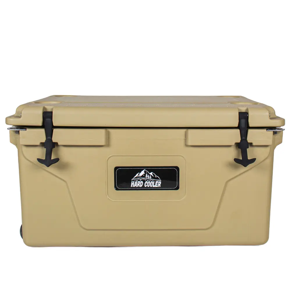 110 Qt Khaki Rotomolded Insulated Ice Chest Cooler - Heavy-Duty Hard Shell, 6-10 Day Ice Retention for Camping, Fishing, Outdoor Adventures