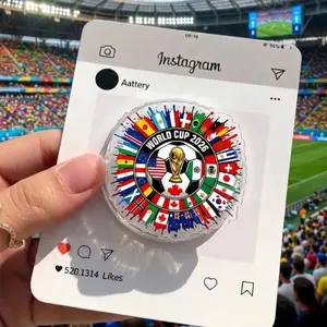 Football 2026 Multi-Country Flag Splattet Phone Grip Featuring Global Soccer Nations and Gold Trophy