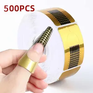 500pcs Nail Art Form French Acrylic UV Nail Gel Tips Extension Forms Guide Stickers Nail Building Gel Curl Forms Mold Manicure Nail Extension Diy